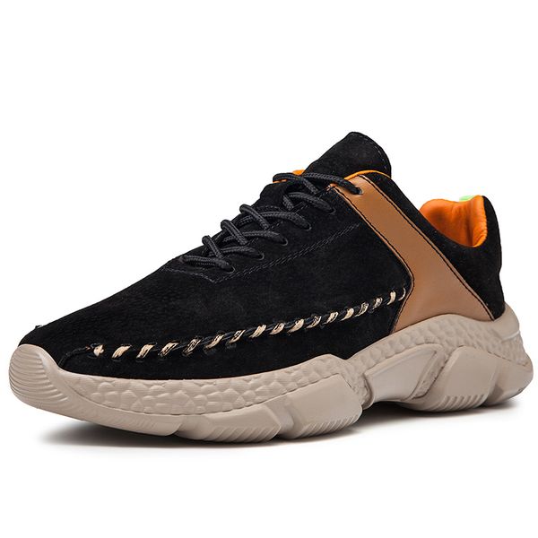 

spring autumn men's shoes outdoor sneakers cow suede men casual shoes handmade men loafers flat shoes size 39-47, Black