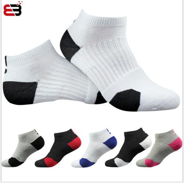 

elite men's sports socks pure cotton towel bottom thickened short tube all cotton outdoor running socks, Black