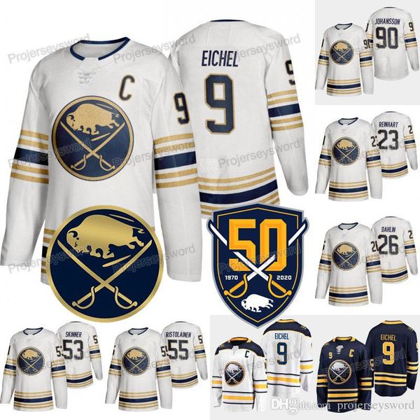

Buffalo Sabres Gold 50th Anniversary Jersey Jack Eichel Jake McCabe Rasmus Dahlin Jeff Skinner Rasmus Ristolainen Marcus Johansson Jerseys