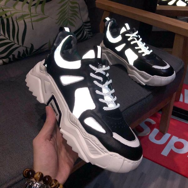 

mens high black white reaction sneaker boots designer shoes genuine leather sneakers trainer branded fashion 3m casual shoes size 38-44