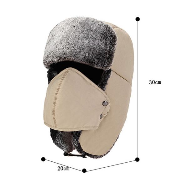 

outdoor bomber hats with earflap thick fluffy thermal windproof hiking riding ski cap berber fleece winter hat, Black;white