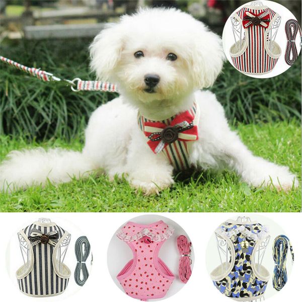 

cartoon small dog clothes pet puppy cute vest dog cat apparel striped bow chest strap 4color xs-xl
