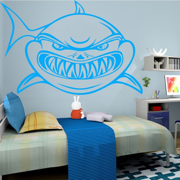 Fierce Shark Wall Stickers Modern Fashion Wall Sticker Home Decoration Accessories For Kids Room Background Wall Art Decal Wall Decor Tree Stickers