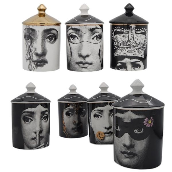 

Урожай Fornasetti Подсвечник Канделябры человеческого лица Керамические ювелирные изделия хранения Jar Туалетный стол Pen Holder Home Decor Украшение T200108