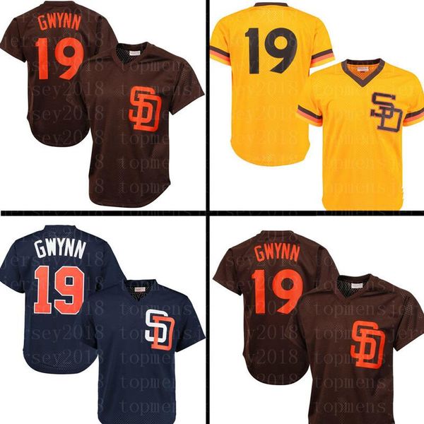 

Cheap 19 Tony Gwynn 4 Wil Meyers Jerse San Diego Mens Padres Retro Mesh Baseball Jerseys Embroidery Logos M-XXXL