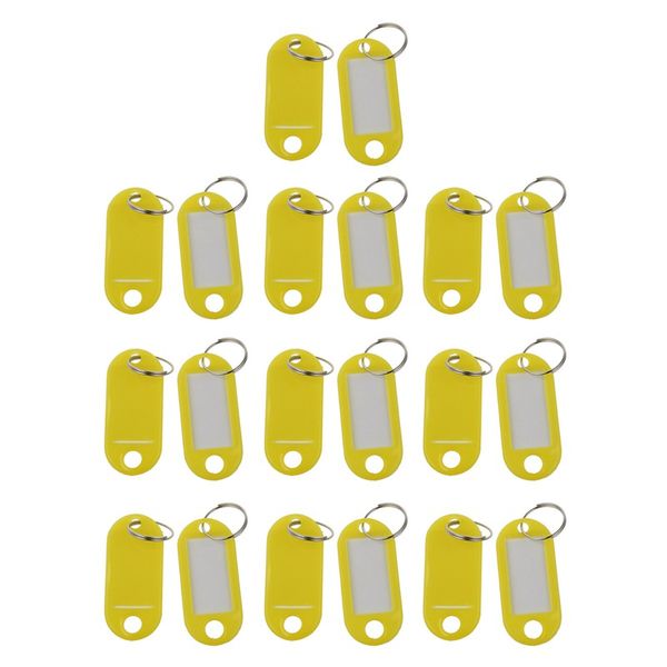 

20 pcs assorted key id label tags split ring keyring keychain (yellow, Black