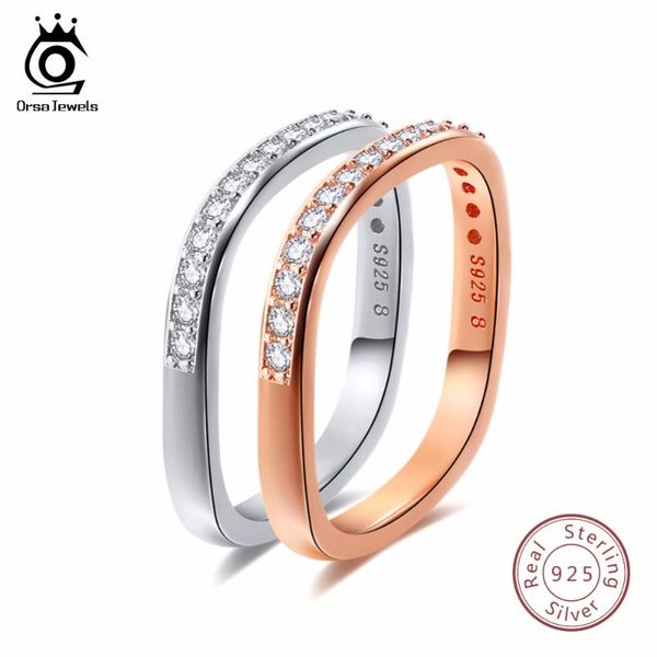 

orsa jewels real 925 silver женщины мужчины кольца серебро цвет розовое золото цвет 3 стили мужской женский обручальное кольцо ювелирные изд, Slivery;golden