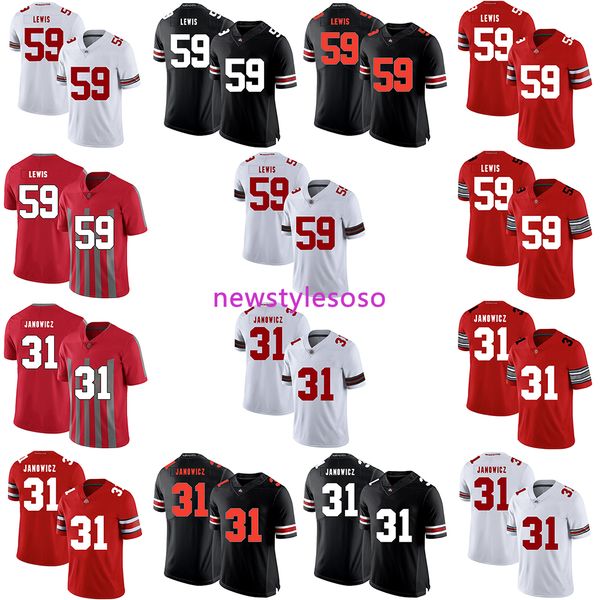 

2019 ncaa football штат огайо штат огайо 59 тайквны льюис 31 вики джаноуикс jerserys, Black;red