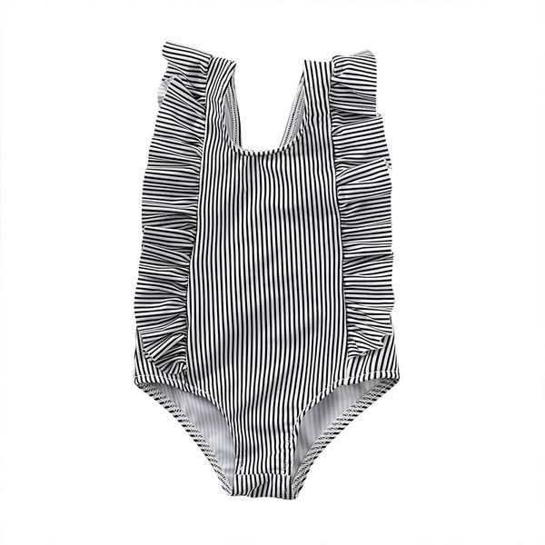 

newborn baby romper infant baby girl summer fold ruffle stripe printed sleeveless jumpsuit girls square collar back v jumpsuit, Blue