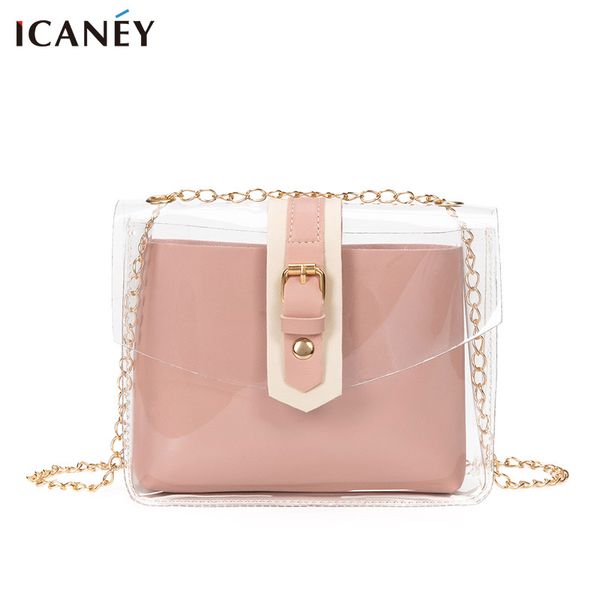 

bolsos mujer single bolsas feminina bag women 2019 new simple women's messenger transparent bucket fashionable buckle