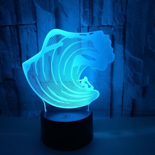 

foreign trade new pattern sea wave colorful 3d lamp wave gift customized 3d small desk lamp touch remote control 3d small night-light