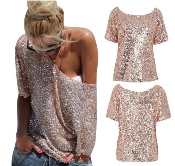 

women's t shirts ladies off shoulder sequin party streetwear autumn casual loose tees camiseta mujer, White