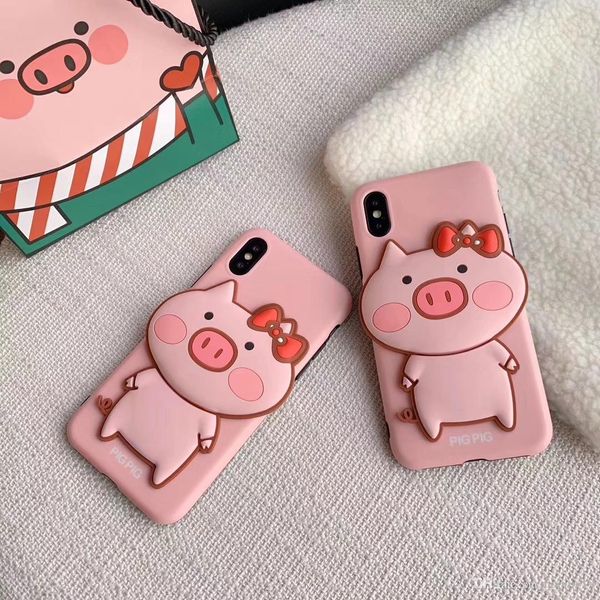 

2019 2019 silica gel pig phone case for iphone x 6 6s 7 8 plus cute animals shell for iphone xs max cover