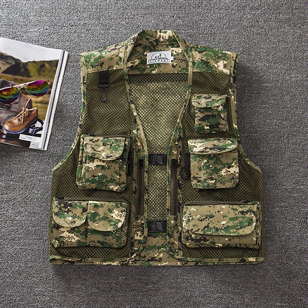 

quick dry mesh vest summer working clothes men pgraphy vest jacket military camouflage fshing clothes, Black;white