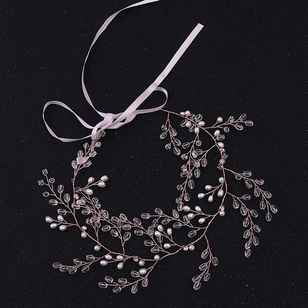 

trendy bridal headpiece wedding headband tiara handmade rose gold crystal pearl hairband hair jewelry wedding hair accessories, Golden;white