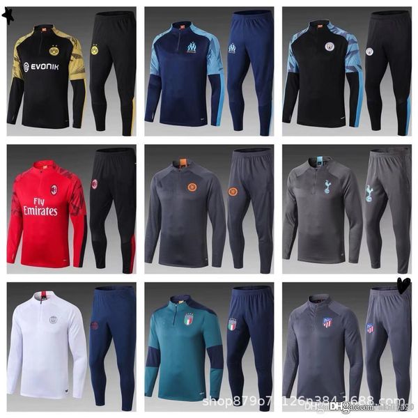 

19ss new italian football half pull training suit masedot ac paris long sleeve match appearance suit size s-2xl, Gray
