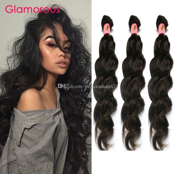 Glamorous Brazilian Human Hair Weave Bundles Natural Wave Wavy