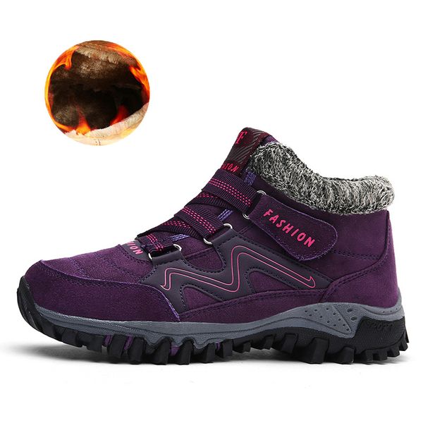 

new plush waterproof snow boots fur warm men boots winter with casual ankle work safety rubber shoes comfortable fashion 2019, Black