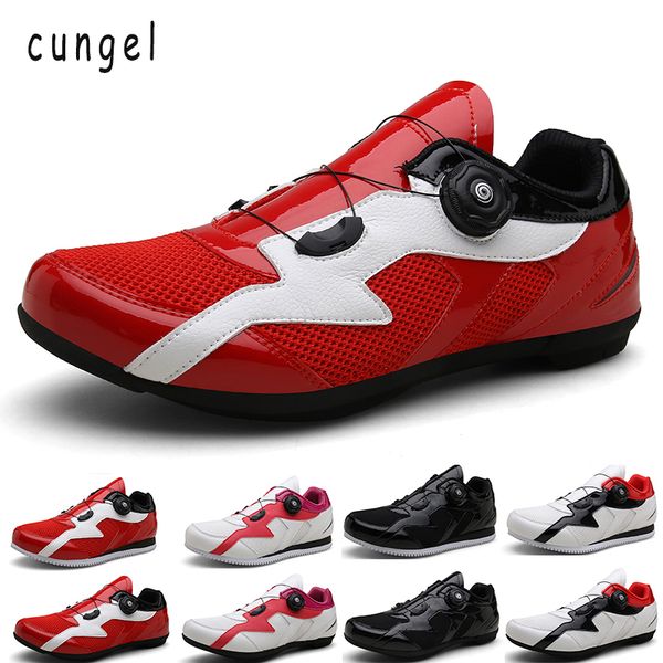 

cungel men's cycling shoes road bike shoes mountain bike bicycle mtb shoe cycle sneaker triathlon racing road shoe, Black