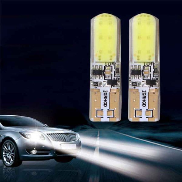 

2pcs t10 194 w5w cob led car silica flash strobe side light bulb lamp white 12v