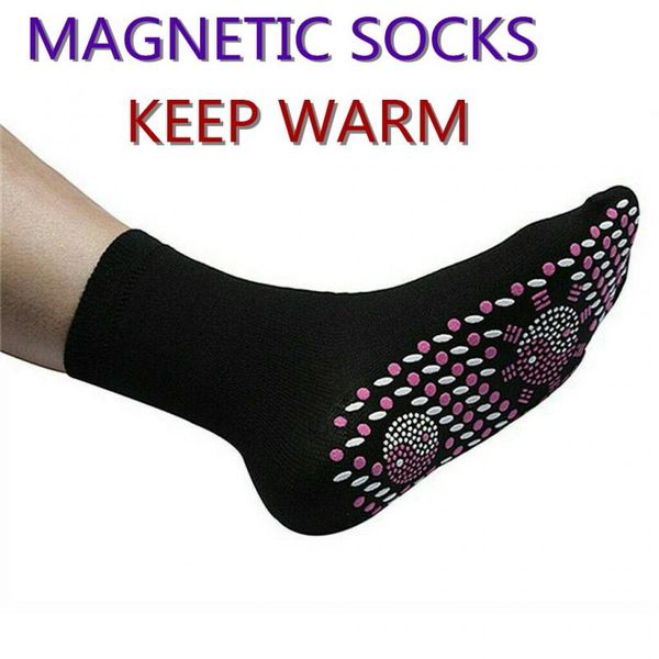

1pair new magnetic therapy self heating magnetic socks comfortable and breathable winter ski fitness thermal sport socks, Black