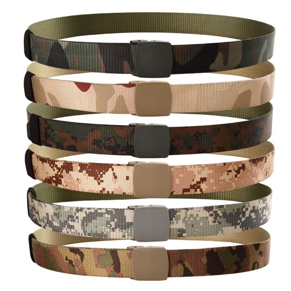 

wholesale-new fashion designer belt nylon men's canvas belt army training iron-acu digital camouflage canvas belt, Black;brown