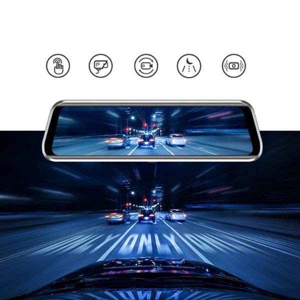 

t900+ 9.66" touch screen car rear view mirror dvr camera dash cam fhd 1080p stream media video recorder adas wdr dashcam car dvr