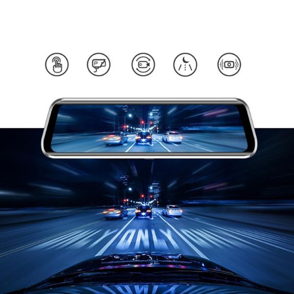 

t900+ 9.66" touch screen car rear view mirror dvr camera dash cam fhd 1080p stream media video recorder adas wdr dashcam car dvr