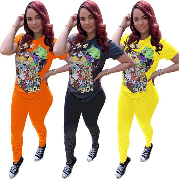 

women tracksuit spring summer 2 piece set short sleeve t-shirt+pants solid color sports suit crew neck outfits fashion jogging suit 2935, Gray