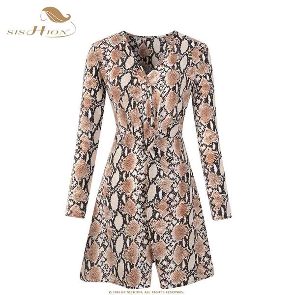 

sishion dress women long sleeve v neck snake pattern leopard dresses summer chiffon mini snake print dress, Black;gray