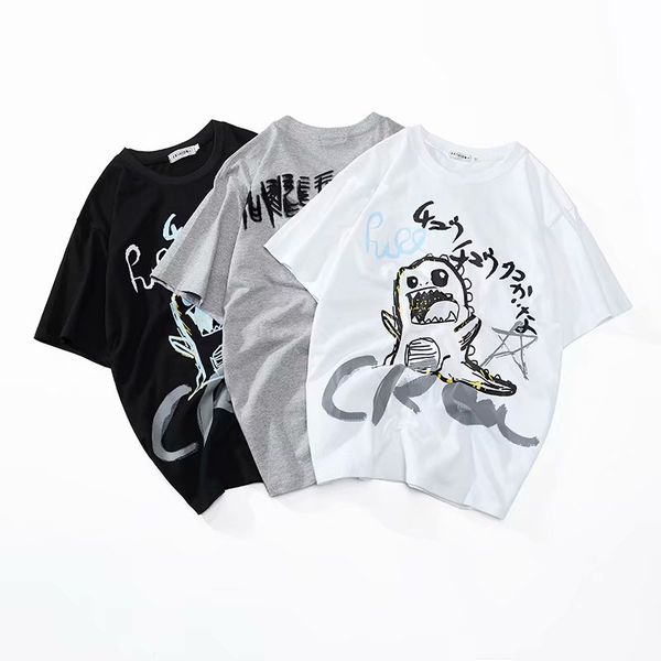 

summer new large men's fat and loose, national trend, boyfriends style, half sleeve t-shirt for lovers, pure cotton top, White;black