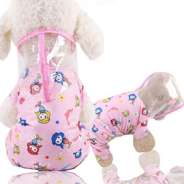 

four legs jumpsuit raincoat for dogs cats cartoon bear dog rain coat clothes puppy cloak waterproof leisure rainwear pet poncho