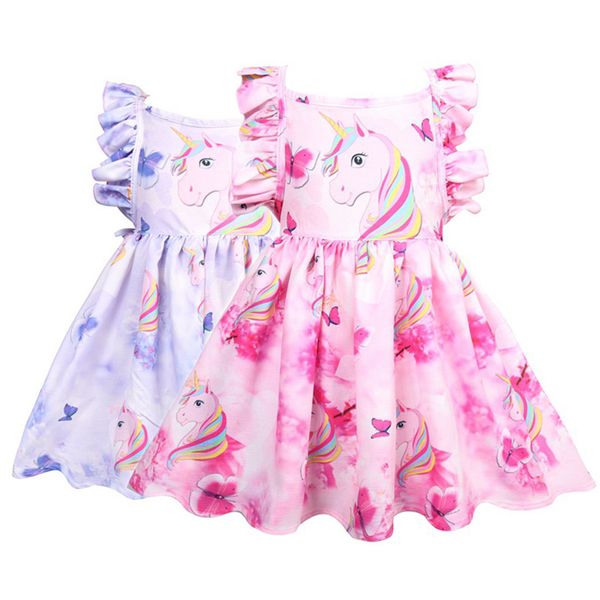 

ins summer girls dresses 2 colors unicorn for girls dresses sleeveless kids clothing kids designer clothes girls jy21, Red;yellow