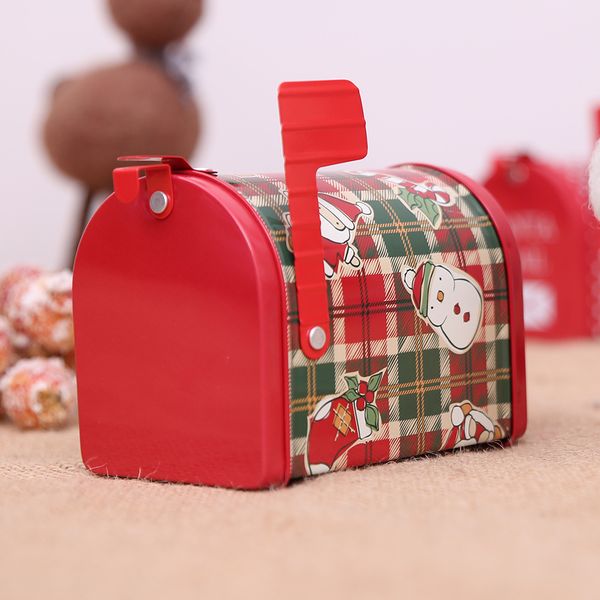

1pcs iron christmas mail post red storage box christmas paper mailbox candy boxes new year xmas bakery packaging small gifts box