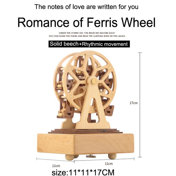 

creative new ferris wheel rotating wood wood music box gift