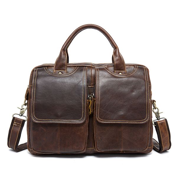 

business men's briefcase bag men's genuine leather bags male 14inch business lapbag for men briefcases leather bags gw18