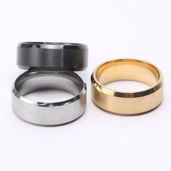 

stainless steel blank ring gold black matt art ring band rings women men fashion jewelry will and sandy drop ship, Silver