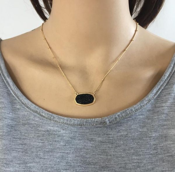 

11 Цветов Большой Радужный Druzy Drusy Кулон Ожерелье С Соответствием Шестиугольника С