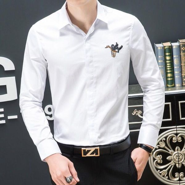 

бренд duyou мужчины 100% хлопок рубашки мужчины с длинным рукавом slim fit casual solid color формальное social dy2114, White;black