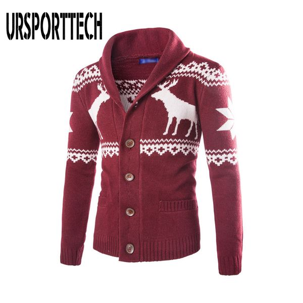 

spring autumn warm christmas sweater men fashion deer printed jacket coat casual v neck collar knitting mens cardigan sweaters, White;black