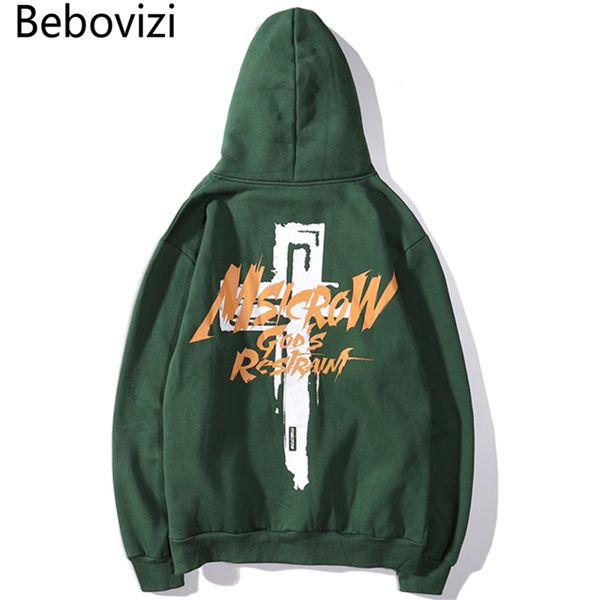 

men's hoodies & sweatshirts bebovizi 2021 autumn mens hip hop wear cross print hoodie sweatshirt harajuku apricot pullover stre, Black