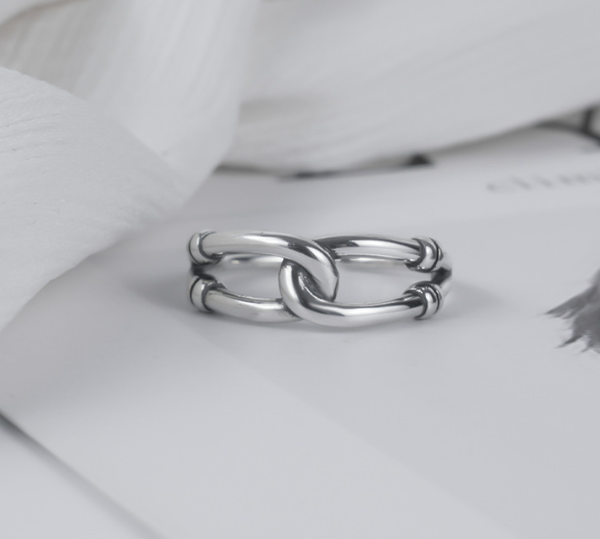 

korean version s925 sterling silver ring retro old geometric cross female ring personality opening beautiful silver ring