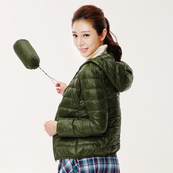 

new 2017 winter two side women 90% white duck down jacket women's hooded ultra light down jackets warm winter coat parkas, Black