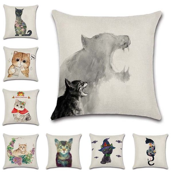 

animals creative cats cute printed cushion cover festival decoration home shop sofa chair seat kids bedroom gift pillowcase