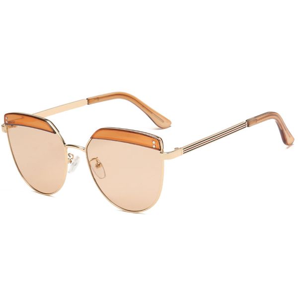 

high-end women's round sunglasses female fashion women's big cat eyes sunglasses metal frame brand designer retro vintage sunglass, White;black