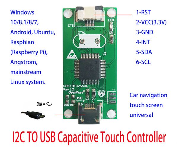 

capacitive touch controller i2c to usb controller gt911 9110 gt5668 support raspberry win7 8 10 car