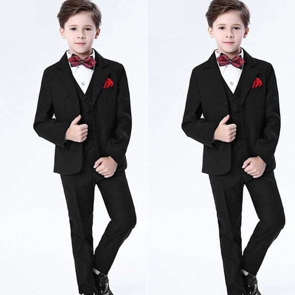 

handsome kids formal wear black peaked lapel 3 pieces wedding tuxedos boy' formal wear pant suits