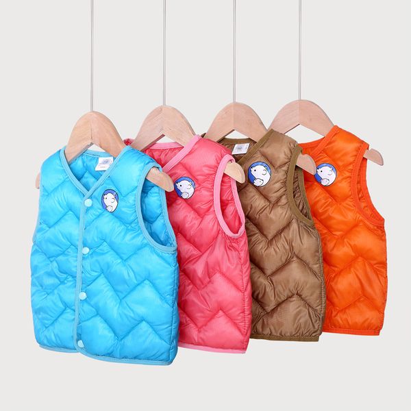 

children's down cotton vests waistcoats baby kids autumn winter cartoon loving vest baby boys girls casual outerwear coats, Blue