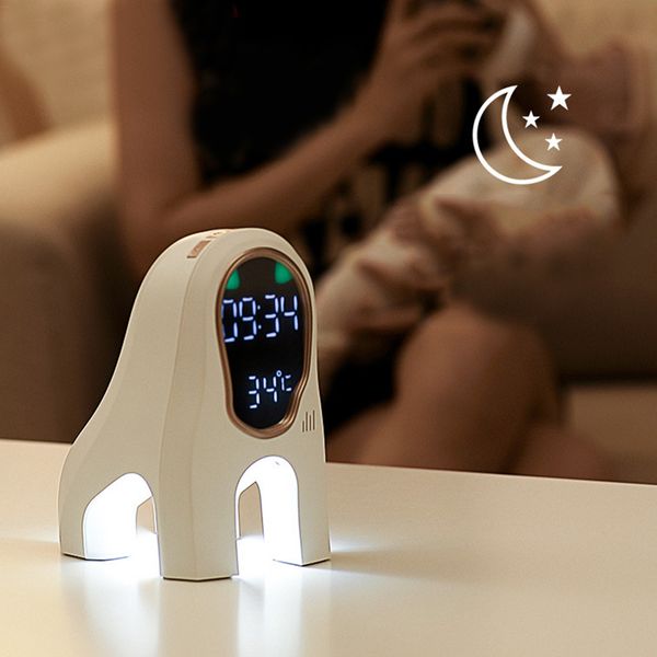 

creative music alarm clock night light fashion cartoon simple dog bedside smart usb charging clock table lamp