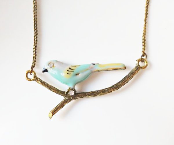 

fashion jewelry vintage solid cute bird branch pendant necklace, Silver